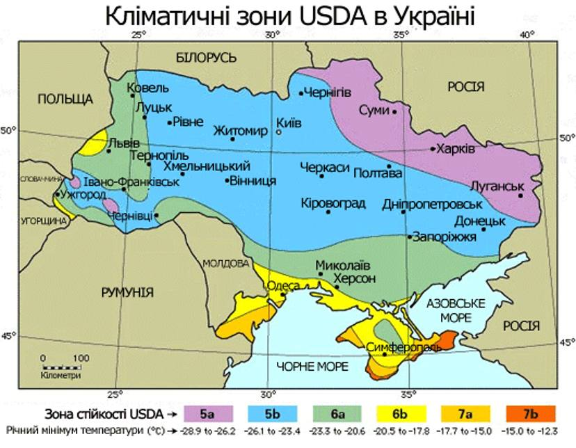 Кліматичні зони USDA в Україні
